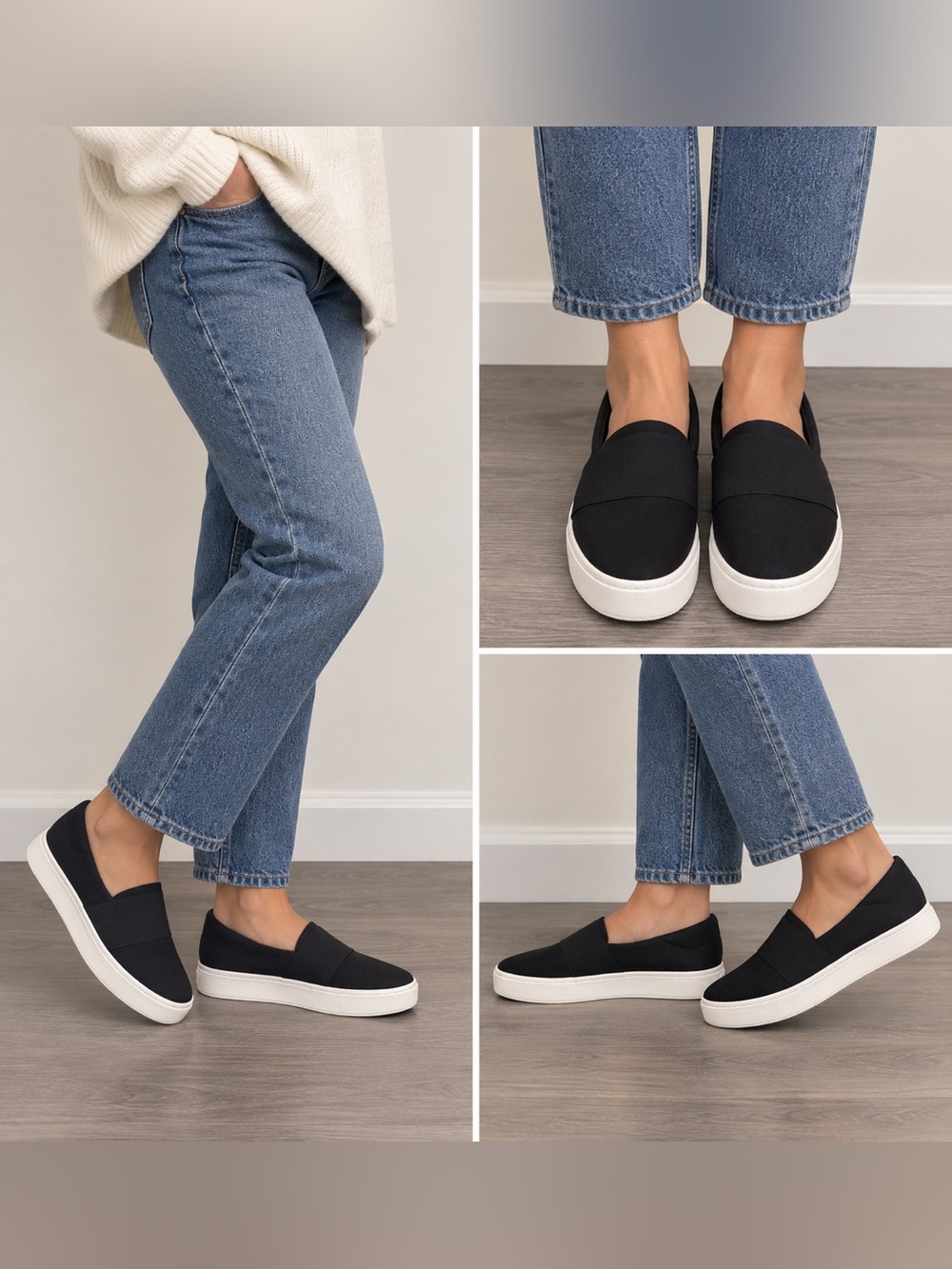 Via Spiga Black Slip-On Platform Loafers with White Sole